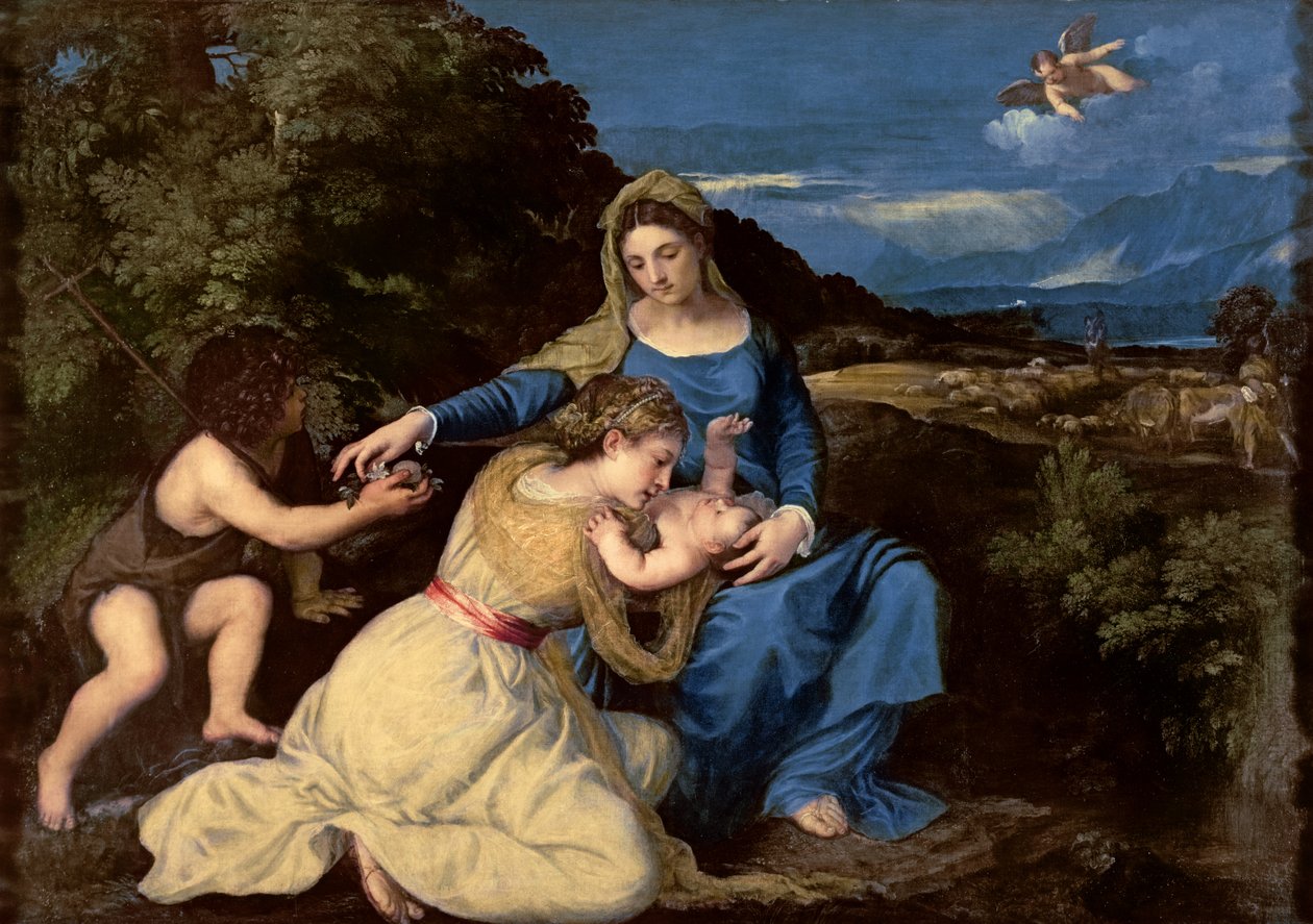 Panna a dítě se svatými, 1532 od Tiziano Vecelli
