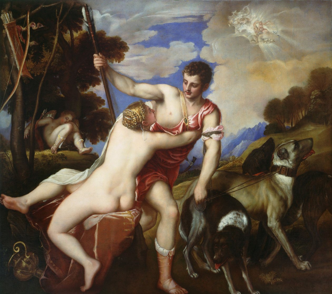 Venuše a Adonis od Tiziano Vecelli