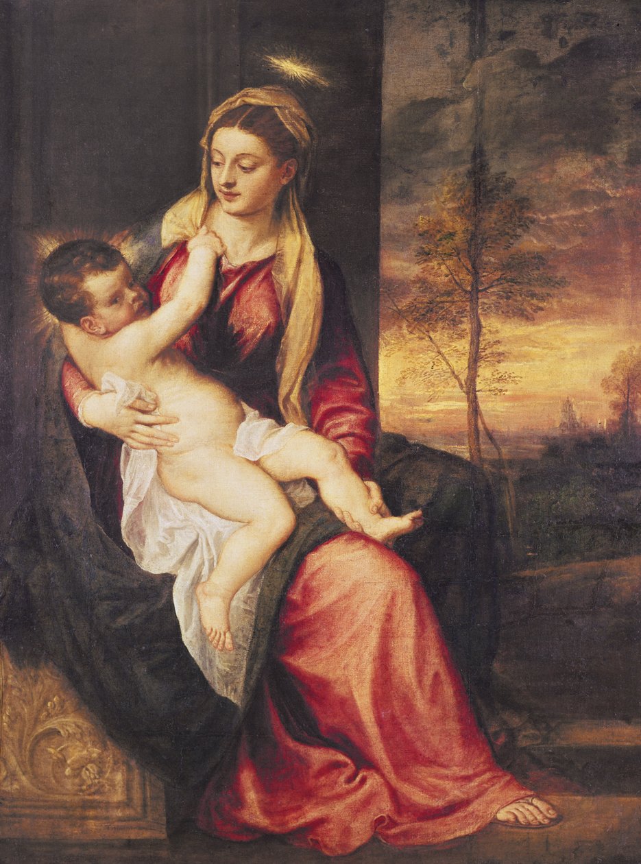 Panna s dítětem při západu slunce, 1560 od Tiziano Vecelli