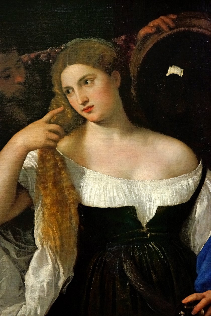 Žena se zrcadlem od Tiziano Vecelli