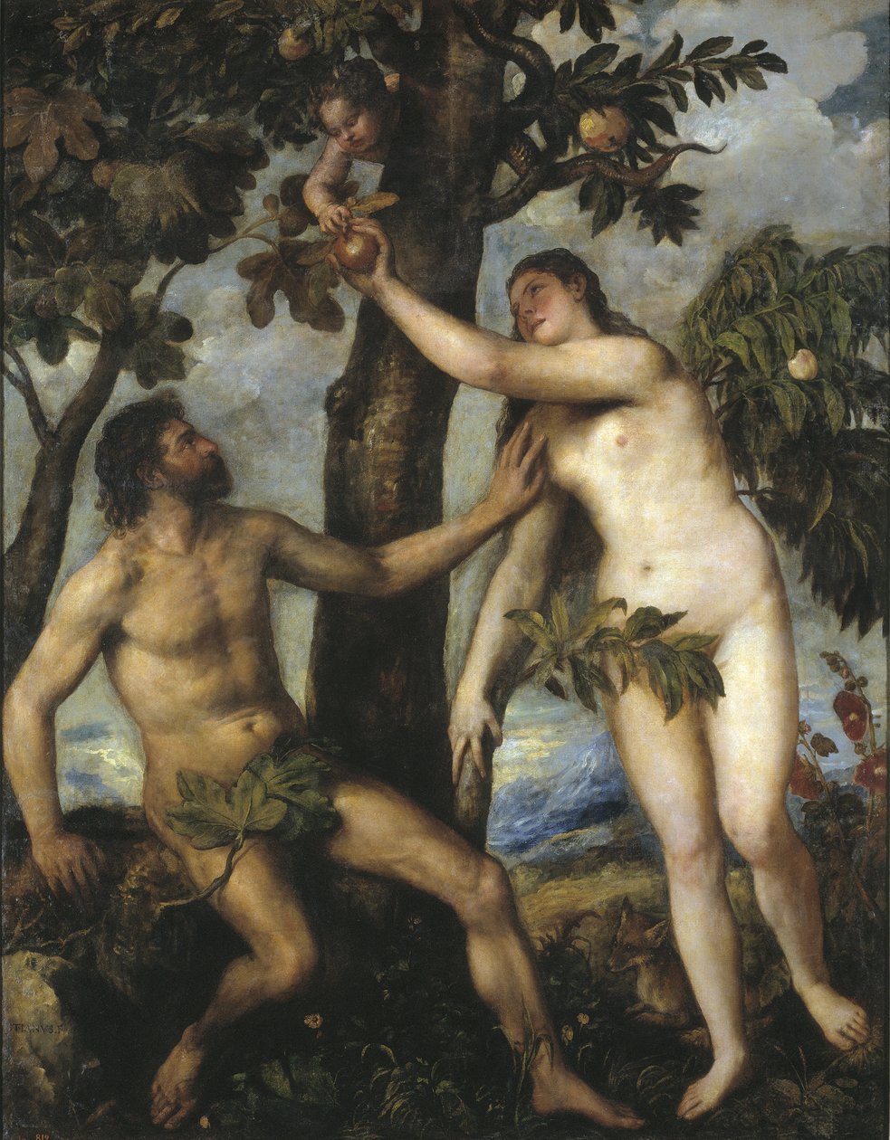 Adam a Eva, c. 1550 od Tiziano Vecelli