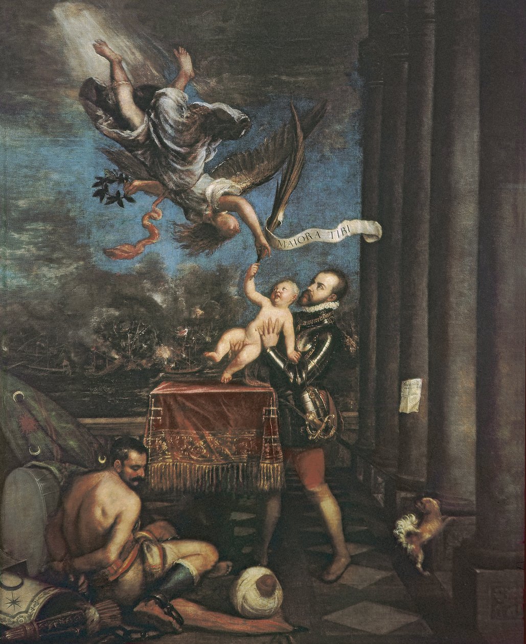 Alegorie bitvy u Lepanta, 1573-1575 od Tiziano Vecelli