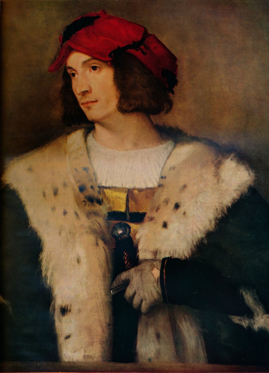 Muž v červené čepici, c1510 od Tiziano Vecelli