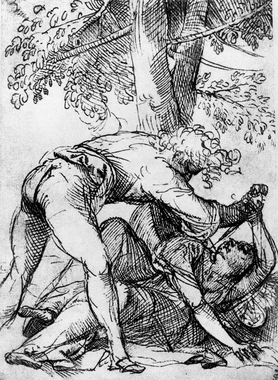 Skica pro žárlivého manžela ve Scuola Del Santo, c1510, 1937 od Tiziano Vecelli