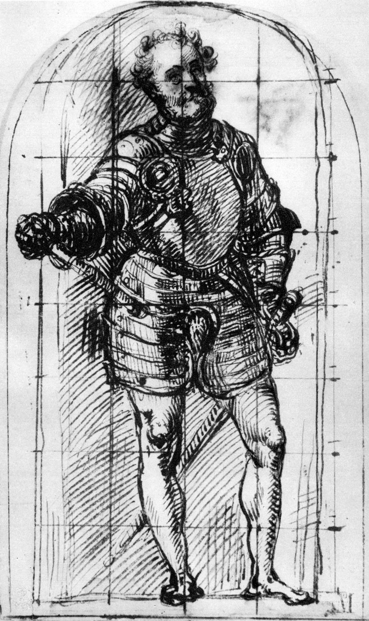 Skica k portrétu vévody z Urbina, 1536, 1937 od Tiziano Vecelli