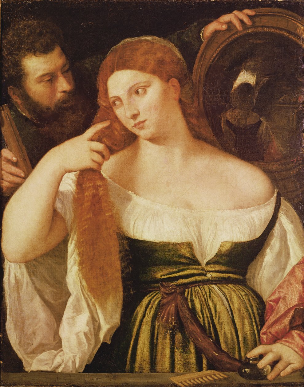 Žena, česání vlasů od Tiziano Vecelli