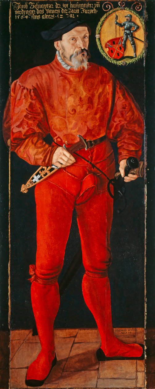 Portrét curyšského vlajkonoše Jacoba Schwytzera, 1564 od Tobias Stimmer