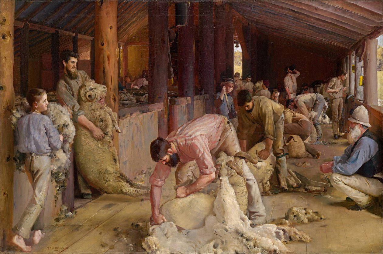 Stříhání beranů od Tom Roberts