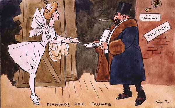Diamanty jsou trumfy (pero, inkoust a akvarel) od Tom Browne