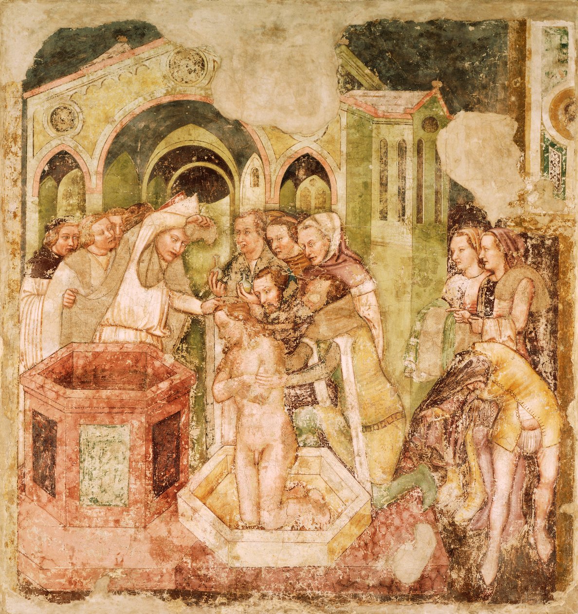 Legenda o svaté Uršule: Křest prince z Anglie, od Tommaso da Modena (1326-1379), freska, kostel Santa Caterina, Treviso od Tomaso da (late 15th century) Modena