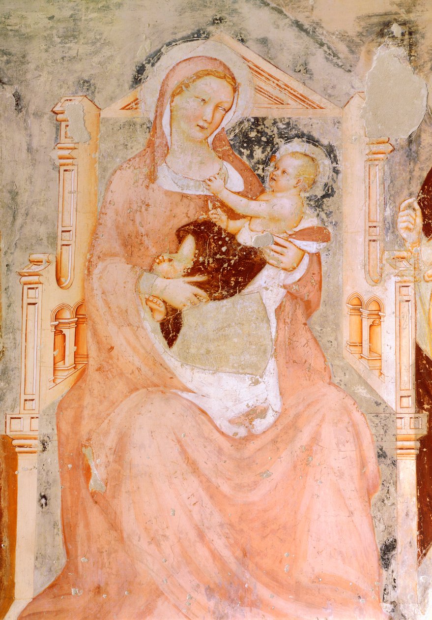 Madonna a dítě, Tommaso da Modena (1326-1379), freska, kostel San Francesco, Treviso od Tomaso da (late 15th century) Modena