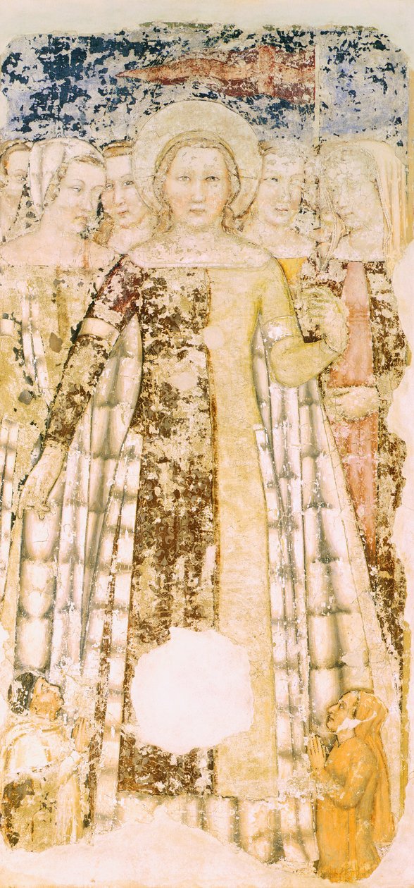 Svatá Ursula ve slávě, detail z Příběhů svaté Uršuly, od Tommaso da Modena (1326-1379), freska, kostel Santa Caterina, Treviso od Tomaso da (late 15th century) Modena