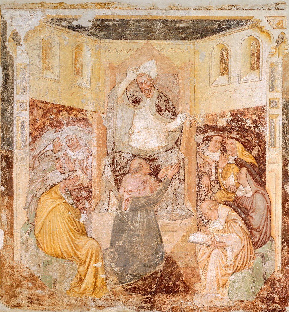 Abdikace, detail z Příběhů svaté Uršuly, od Tommaso da Modena (1326-1379), freska od Tomaso da (late 15th century) Modena