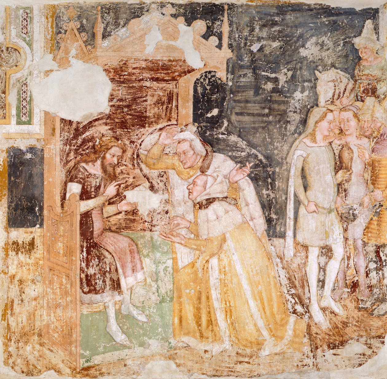 Vyslání velvyslanců od anglického krále, detail z Příběhů svaté Uršuly, Tommaso da Modena (1326-1379), freska od Tomaso da (late 15th century) Modena