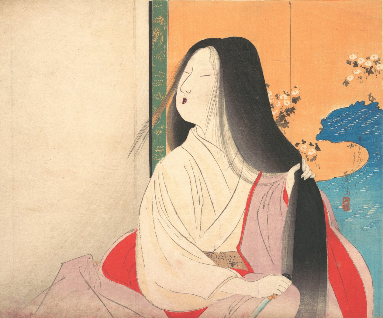Lady Kesa z kuchie frontispisu románu, ca. 1906. od Tomioka Eisen