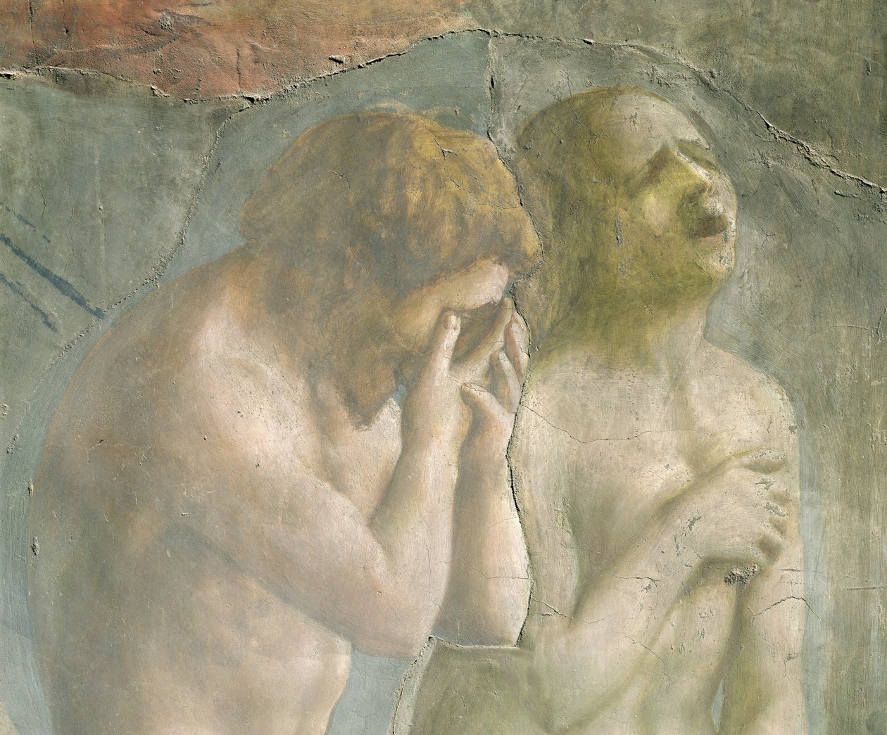 Adam a Eva vyhnaní z ráje, kolem 1427 (detail) (před restaurováním) (viz také 63190) od Tommaso Masaccio