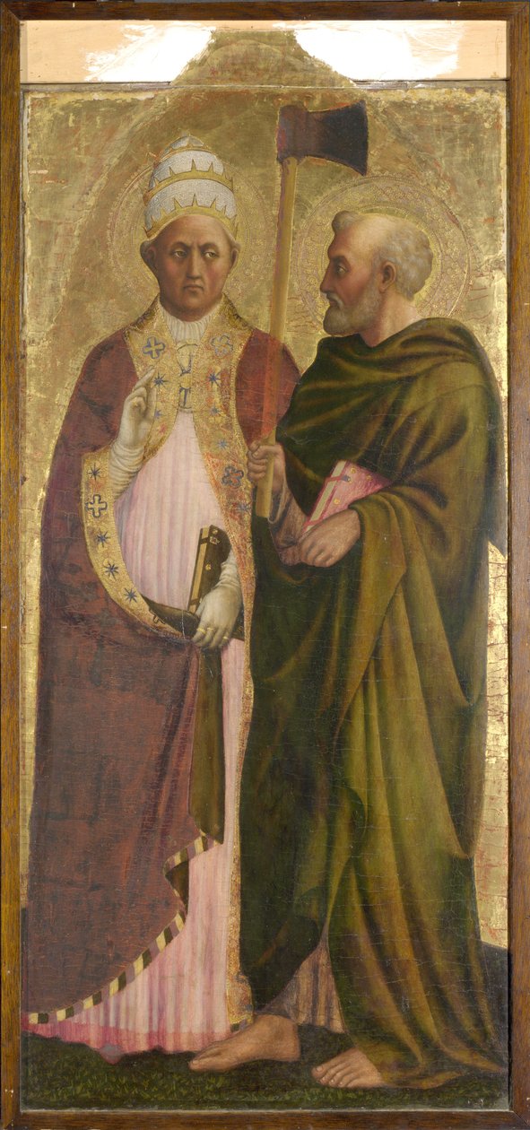 Papež (sv. Řehoř) a sv. Matyáš, kolem 1428-29 (tempera na panelu) od Tommaso Masolino da Panicale