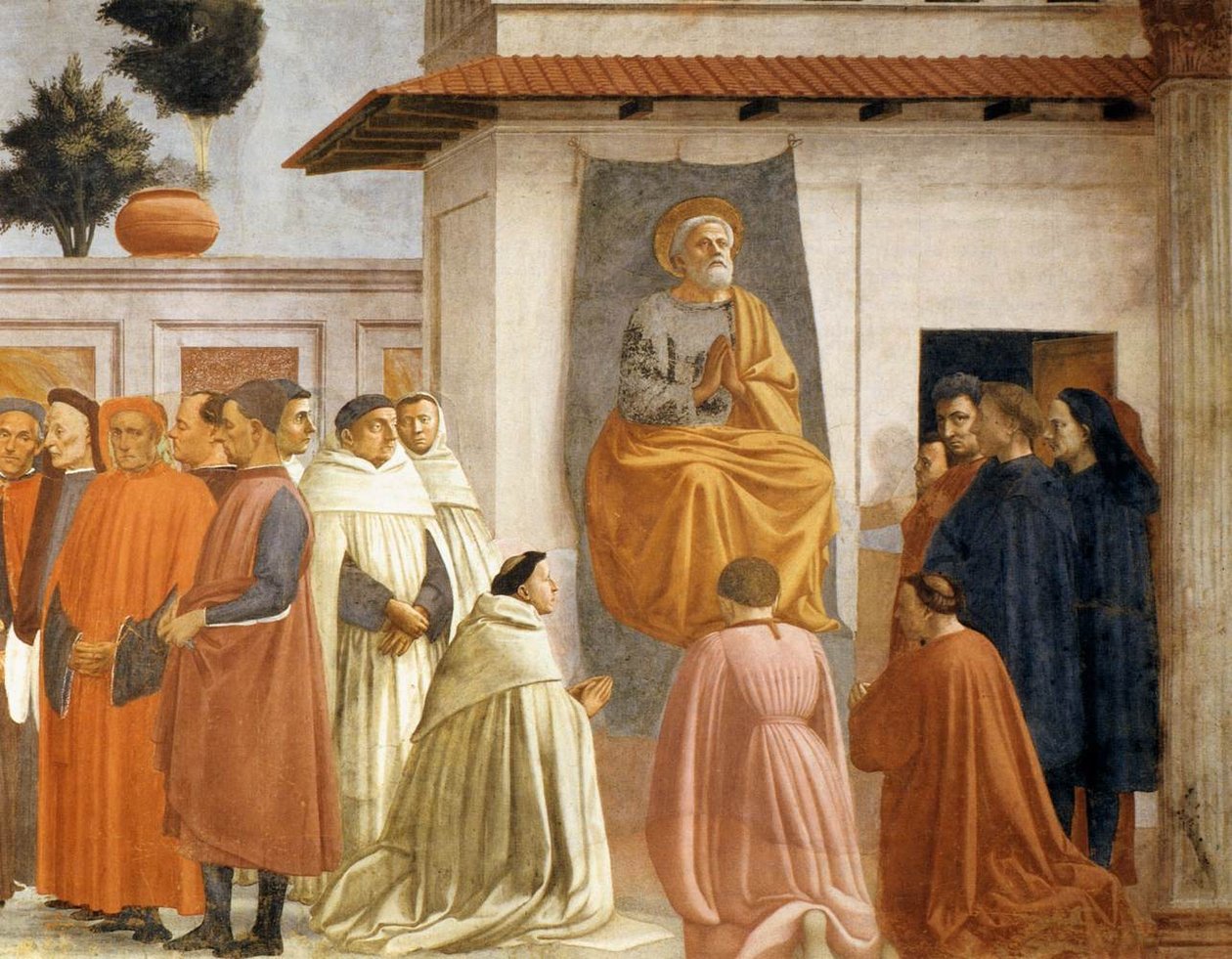 Vzkříšení syna Theophila a svatého Petra na trůnu (detail) od Tommaso si Ser Giovanni di Simone