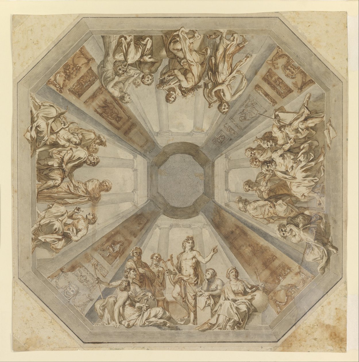 Studie na Triumf Apolla pro strop Sala delle Muse, Museo Pio-Clementino, Vati od Tommaso Conca