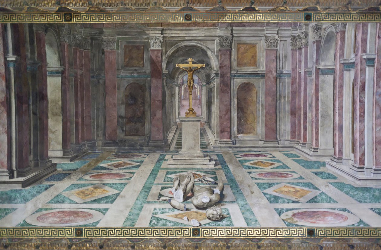 Triumf křesťanství, v Konstantinově pokoji, Raphael Rooms, c.1585 (freska) od Tommaso Laureti