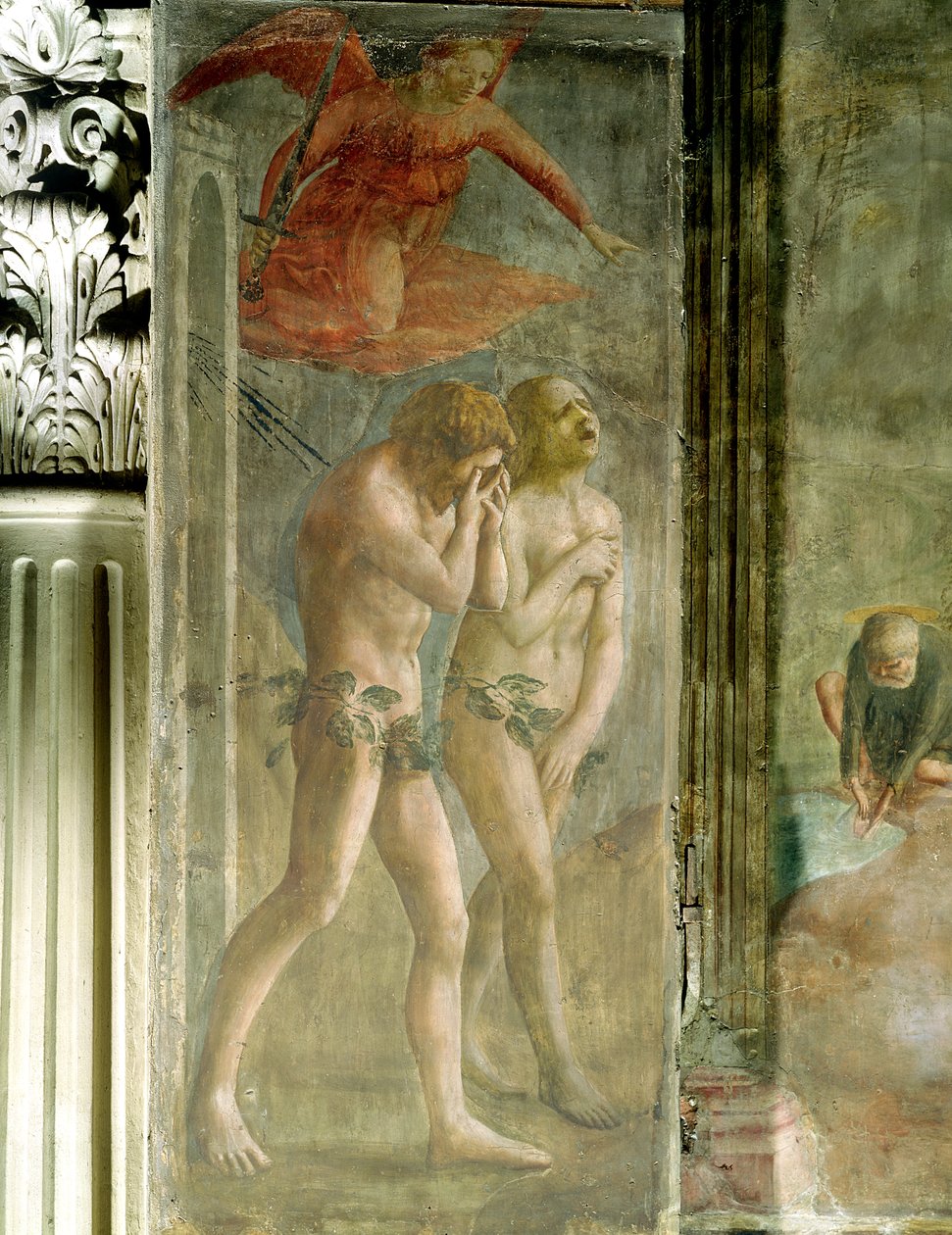 Adam a Eva vyhnaní z ráje, kolem roku 1427 (před restaurováním) (viz také 30029 a 428037) od Tommaso Masaccio