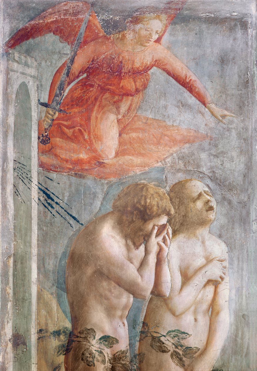 Detail Adama a Evy vyhnaných z ráje, kolem 1427 (freska) (detail 30029) od Tommaso Masaccio