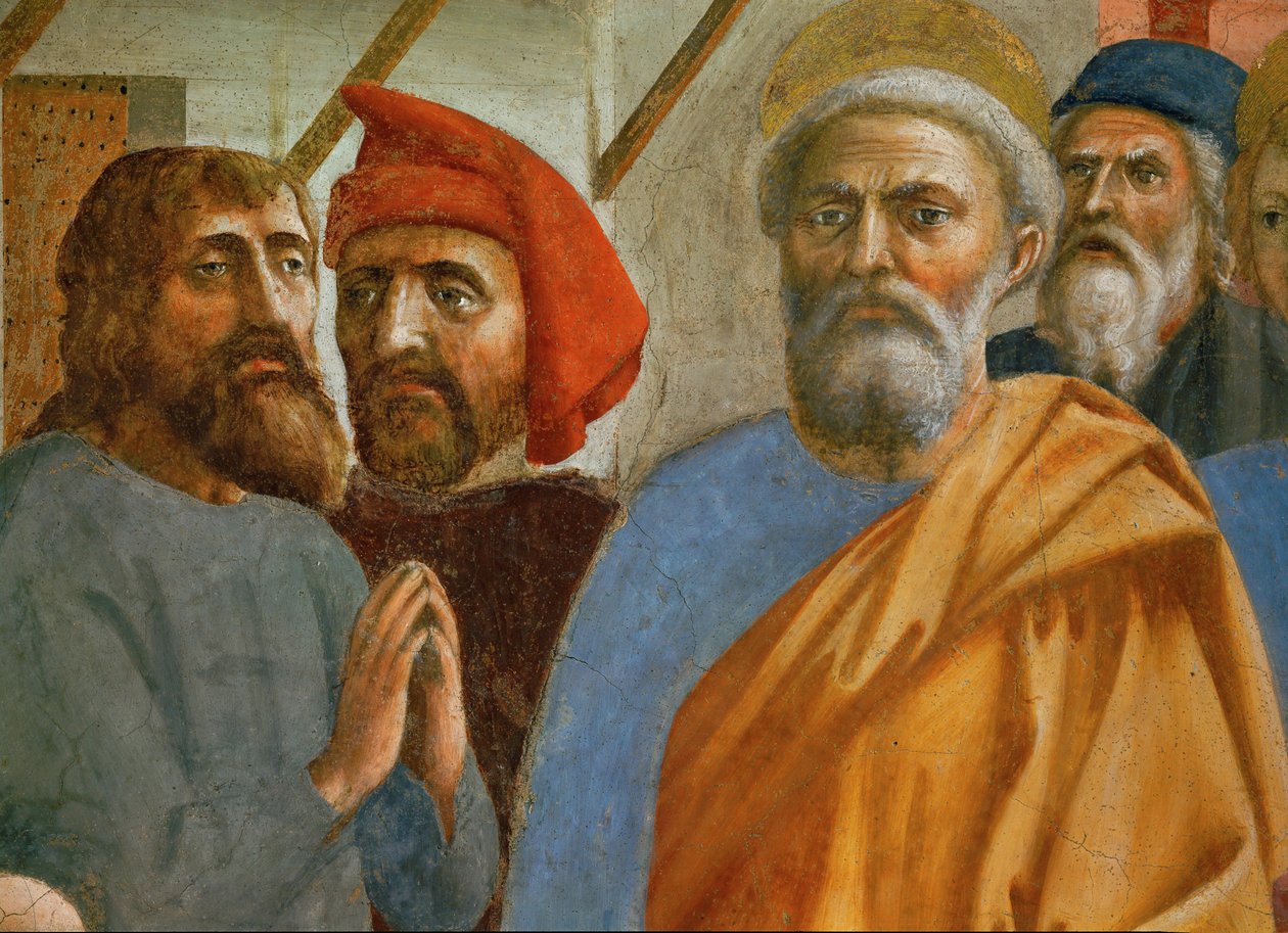 Stín svatého Petra padá na nemocného... (nástěnná malba) od Tommaso Masaccio
