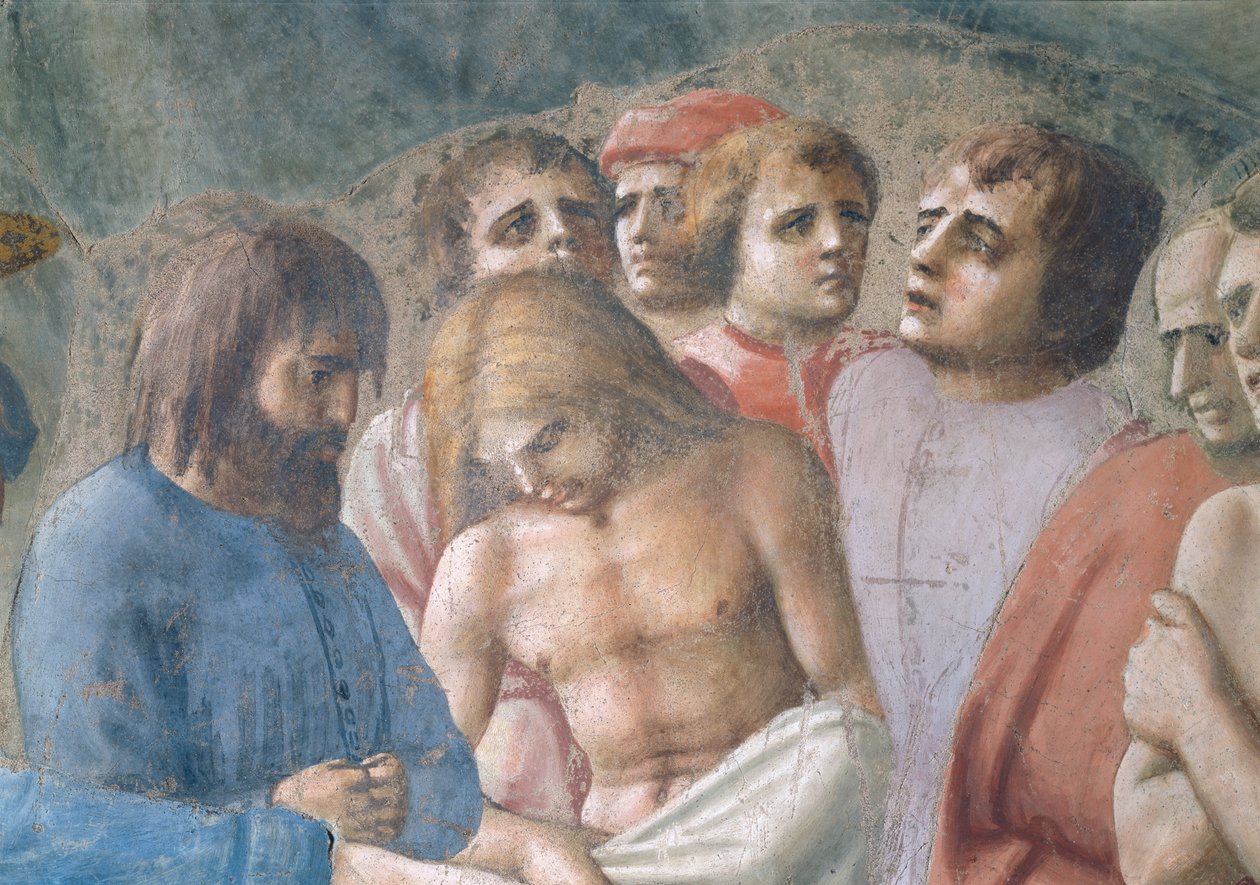 Svatý Petr křtí neofyty Detail tváří v davu, freska kolem 1427 viz také 63311 od Tommaso Masaccio