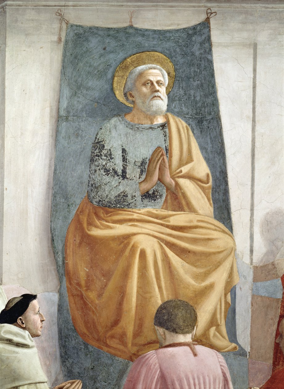 Svatý Petr na trůn jako první biskup Antiochie, kolem roku 1427 detail fresky 63302 od Tommaso Masaccio