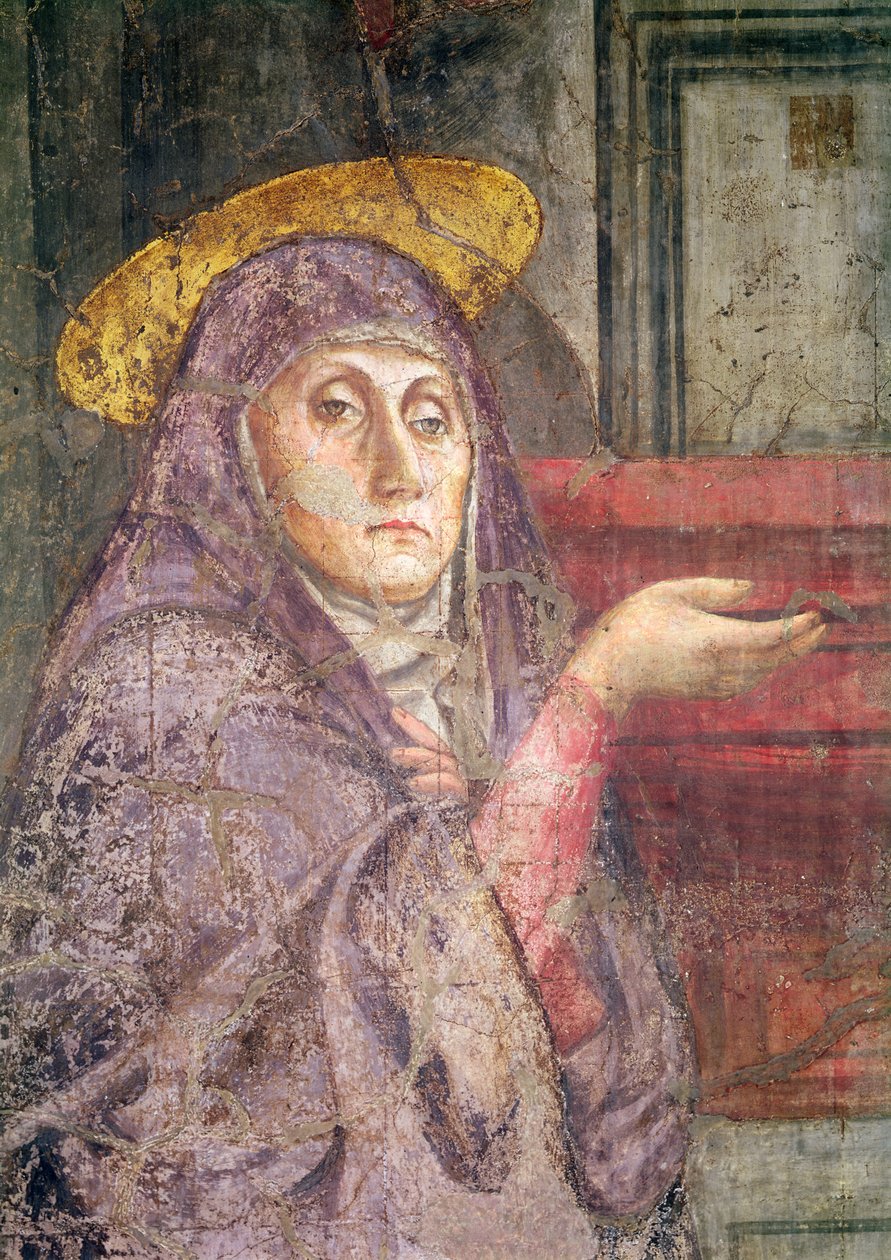 Nejsvětější Trojice, detail hlavy Panny Marie, 1427-28 (detail 173689) od Tommaso Masaccio