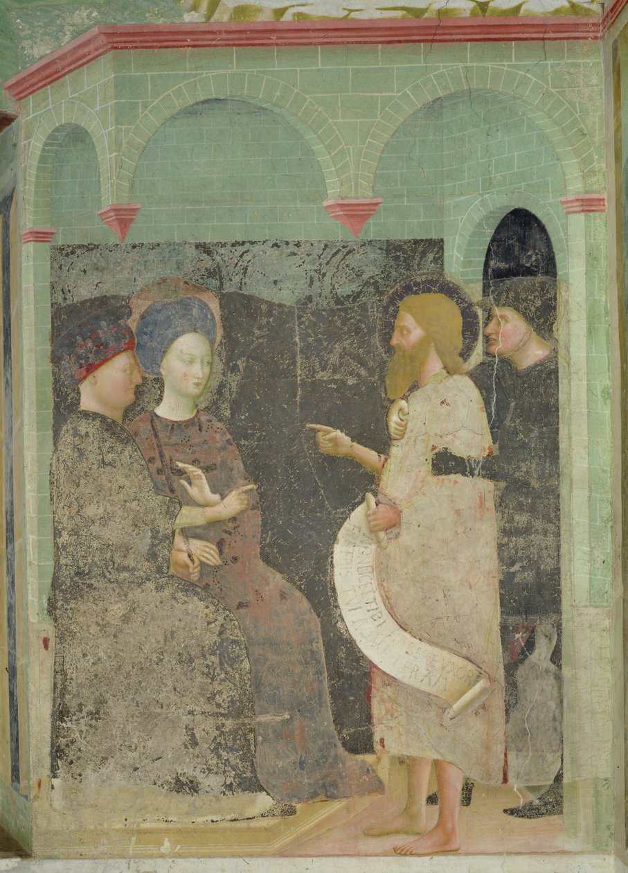Jan Křtitel nadával Herodovi a Herodiadě za jejich cizoložství, 1435 od Tommaso Masolino da Panicale