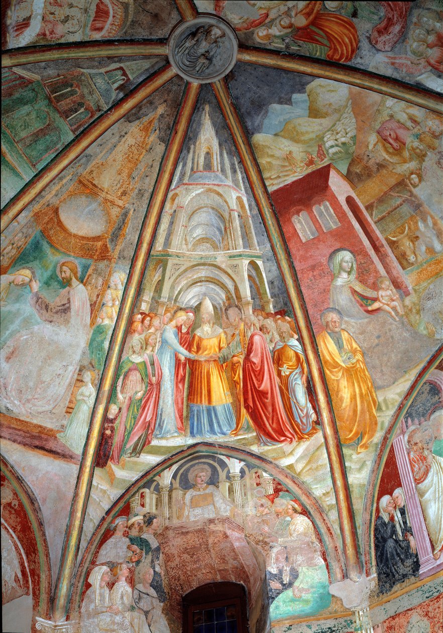 Život Panny Marie: manželství - Freska od Tommaso Masolino da Panicale