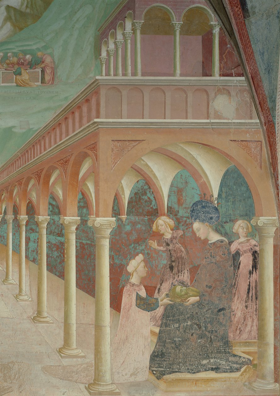 Salome představuje hlavu Jana Křtitele své matce Herodiadě, 1435 od Tommaso Masolino da Panicale