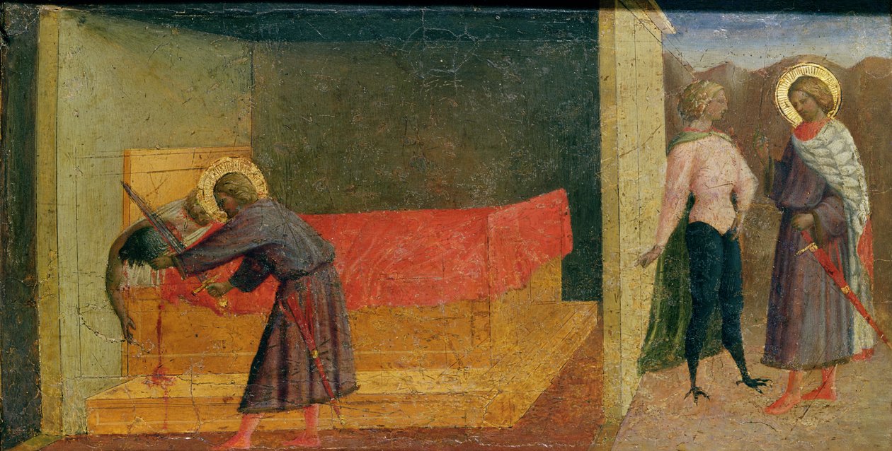 St. Julian the Hospitaller Zabíjí svou matku a otce od Tommaso Masolino da Panicale