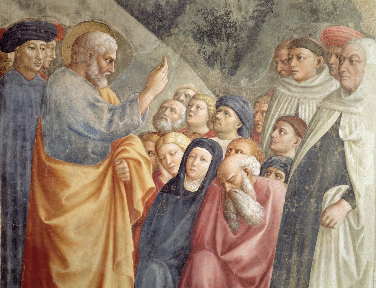 Svatý Petr káže v Jeruzalémě detail fresky 63197 z roku 1427 od Tommaso Masolino da Panicale