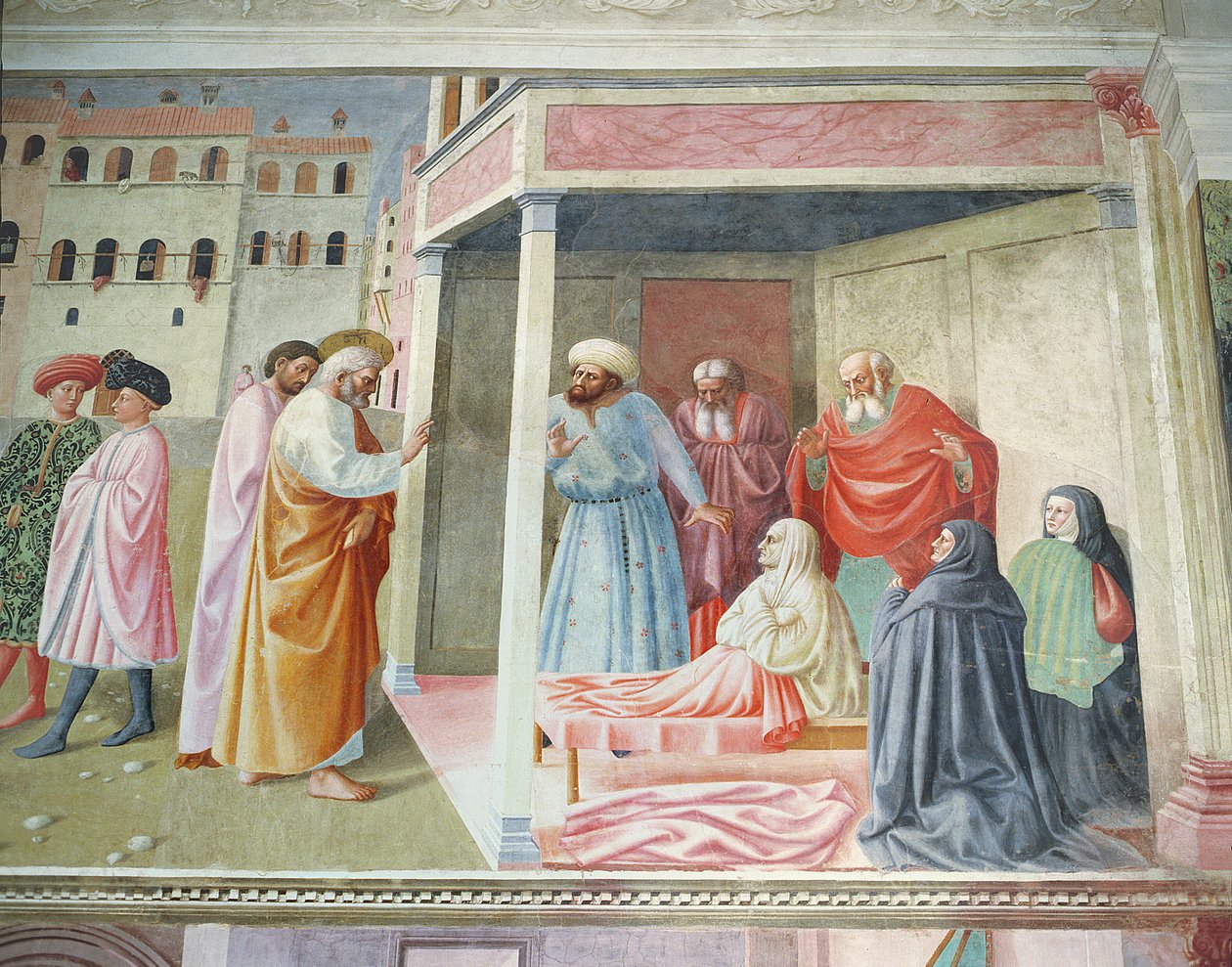 The Resurrection of Tabitha, c.1425-28 detail fresky z 57195 od Tommaso Masolino da Panicale
