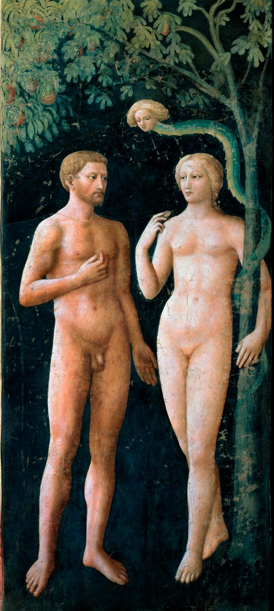 Freska Pokušení Adama a Evy od Tommasa di Cristofano Fini dit Masolino da Panicale (1383-1440) 1424-1425 ne. 208x88 cm Florencie, kostel Santa Maria del Carmine, kaple Brancacci od Tommaso Masolino da Panicale