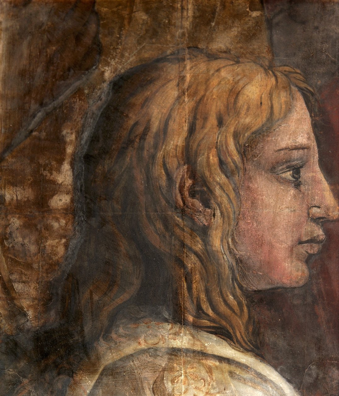 Hlava z karikatury pro tapisérii Prezentace v chrámu, kolem roku 1524 (olej a tempera na papíře) od Tommaso Vincidor
