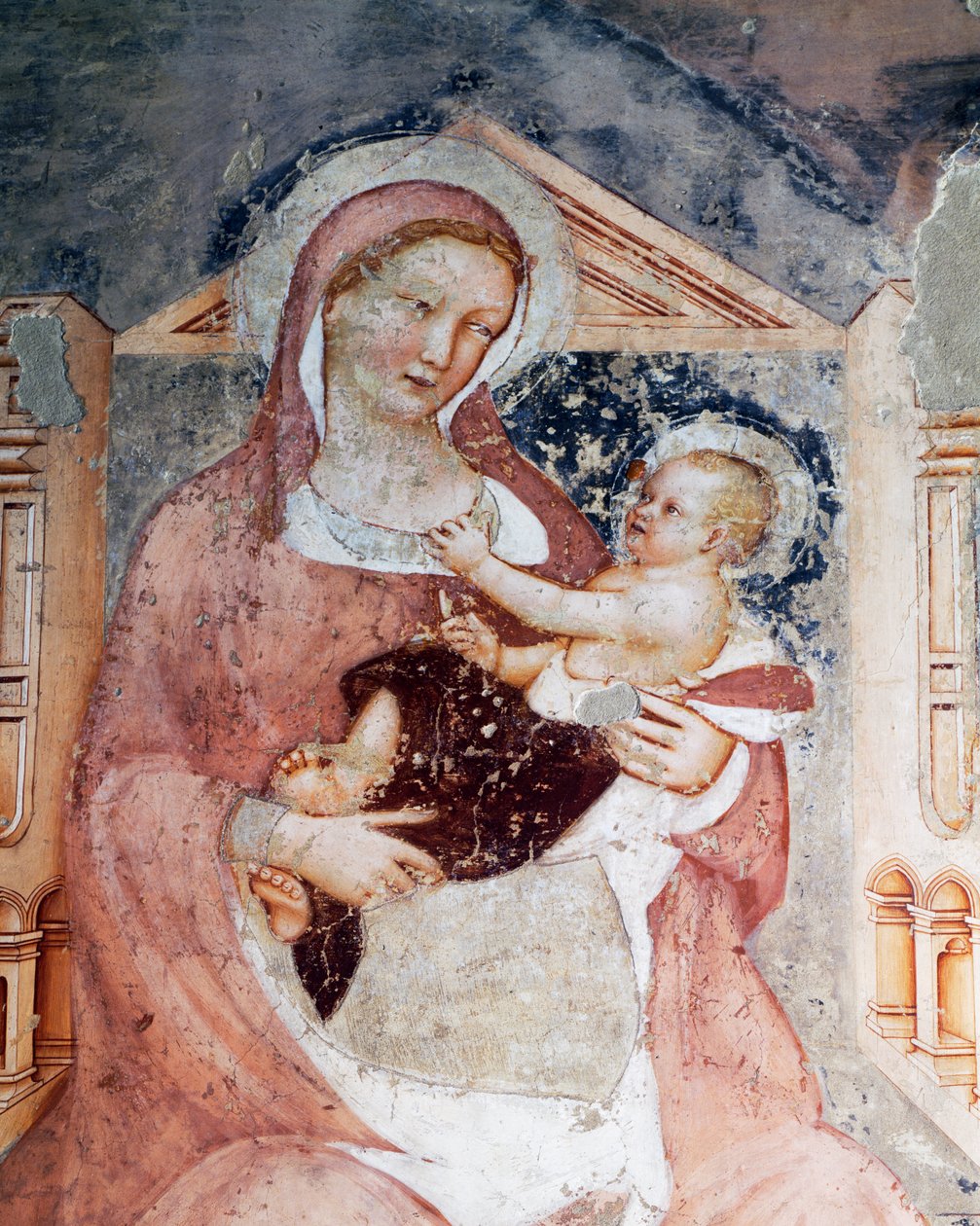 Madona s dítětem, detail z cyklu Příběhy sv. Voršily od Tommaso da Modena