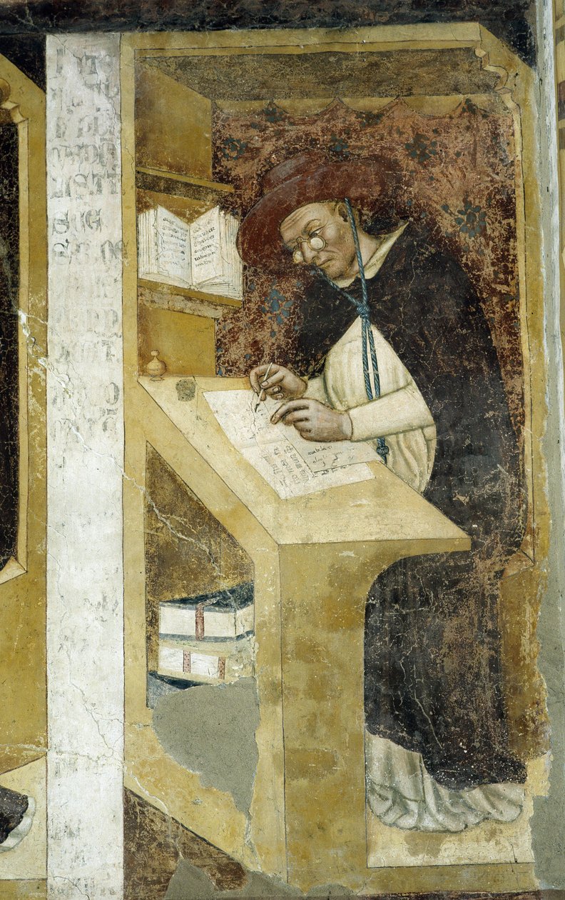 Kardinál Hugues de Provence - Nejstarší známý portrét postavy nosící lorgnony od Tommaso da Modena Barisino or Rabisino