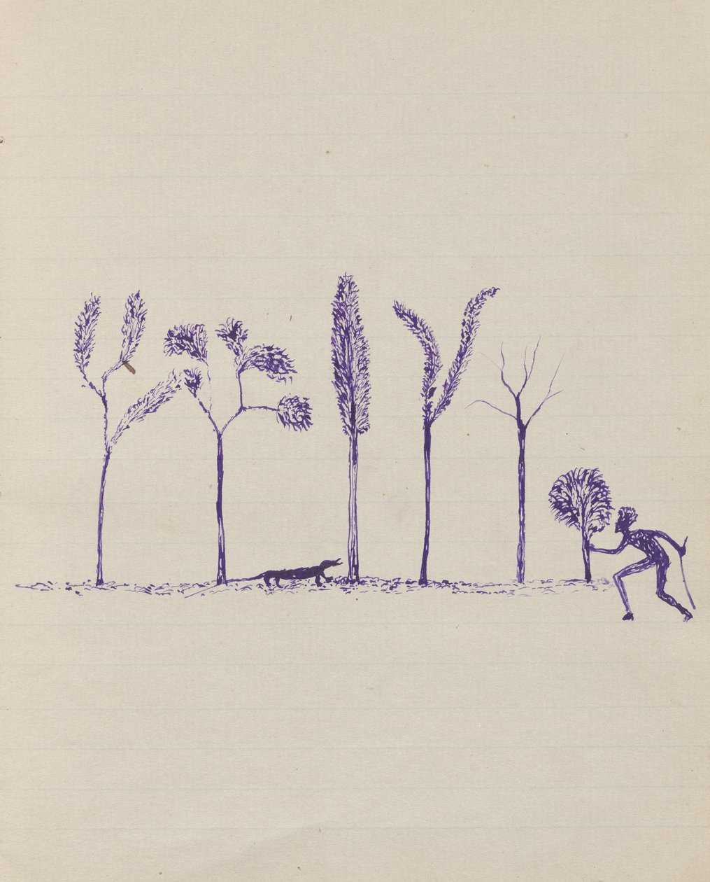 Kwatkwatští lidé ((Aboriginal hunting goanna) Sketchbook hlavně o aktivitách domorodců a bělochů od Tommy McRae
