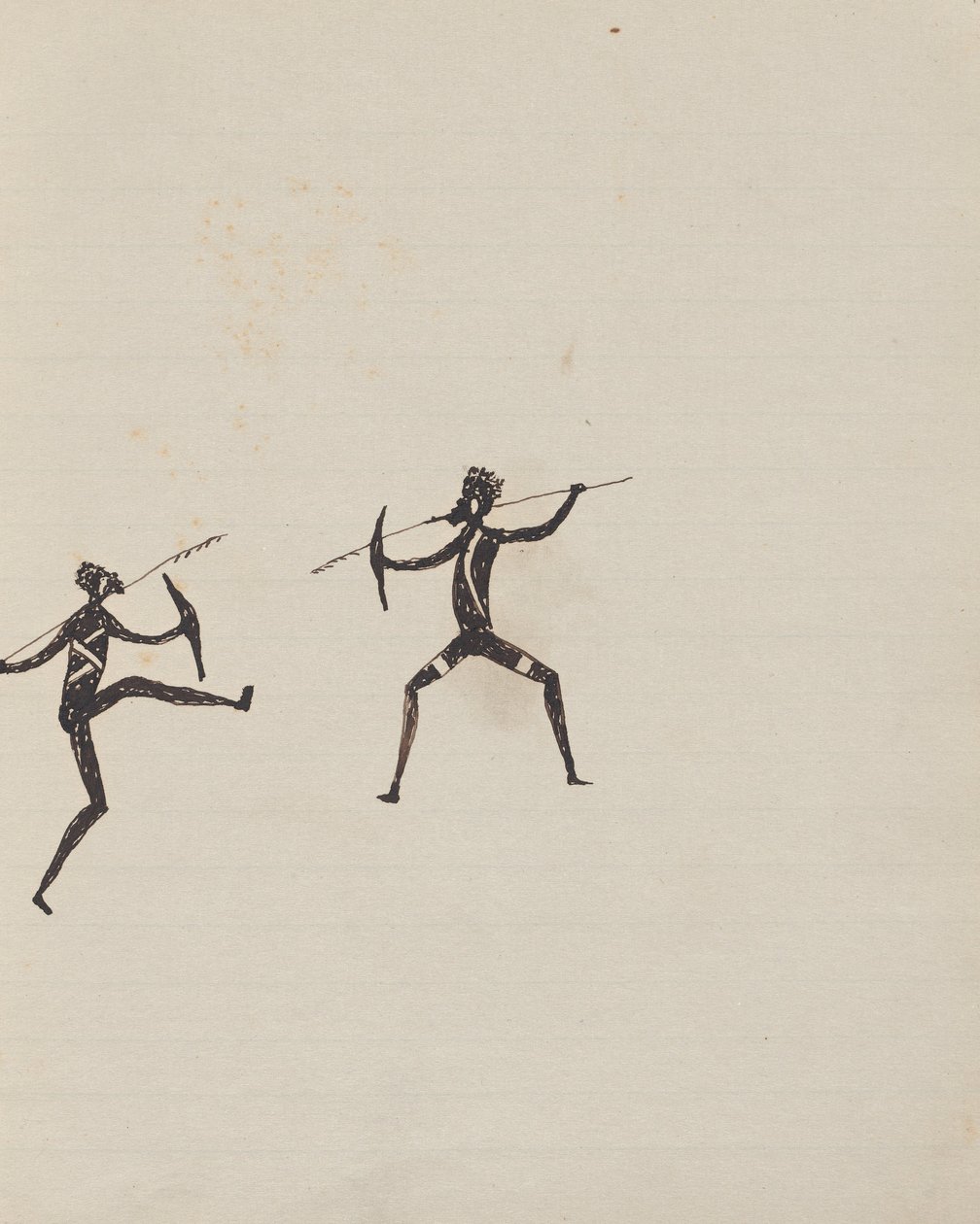 Kwat Kwat people - (Aboriginals bojující s kopími a štíty) Sketchbook hlavně o aktivitách Aboriginals and Wh ... od Tommy McRae