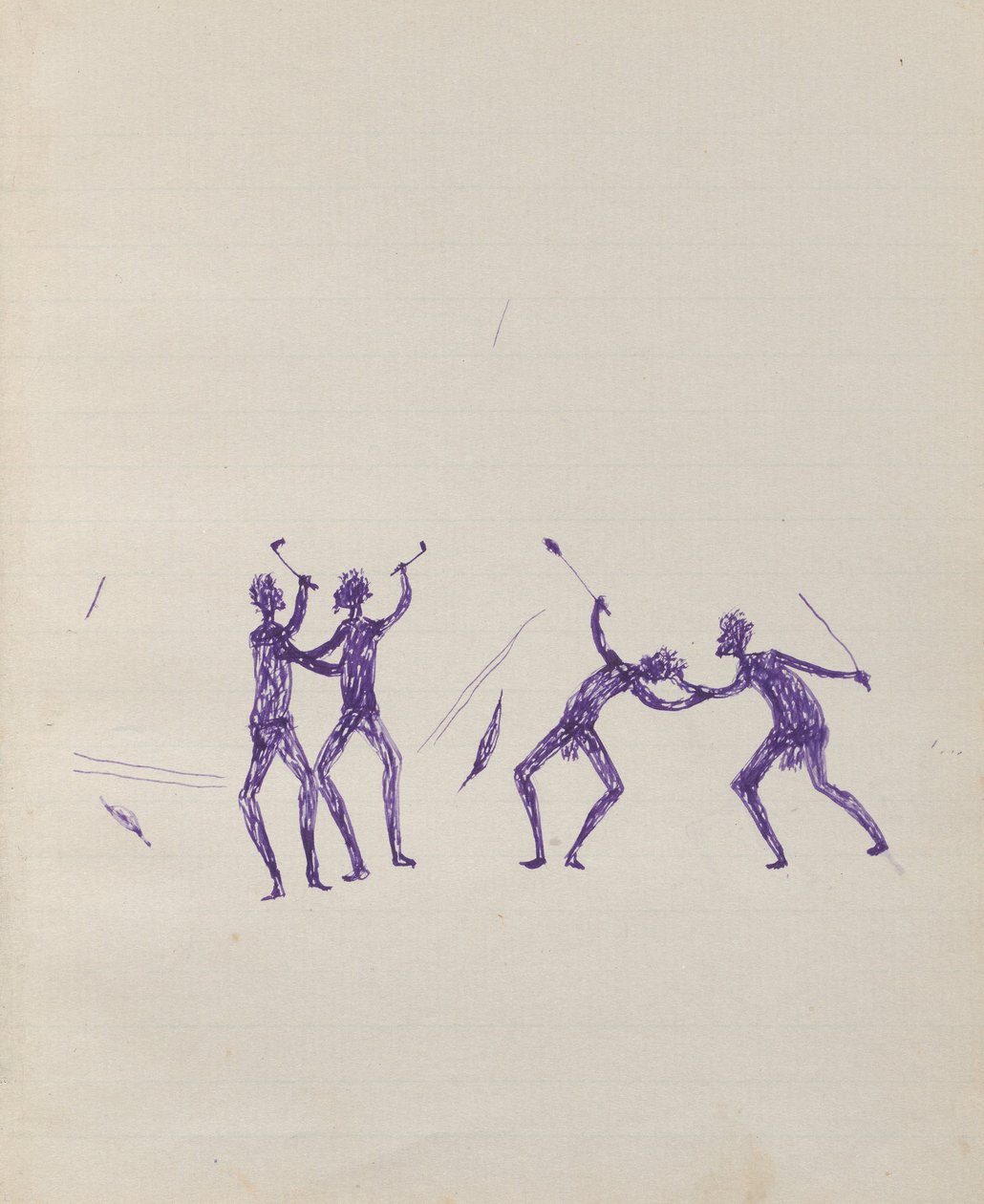 Kwat Kwat people - (Aboriginals fight) Sketchbook hlavně o aktivitách Aboriginals and Whites od Tommy McRae