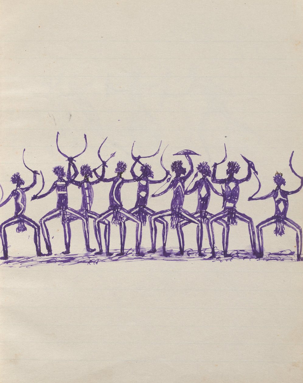 Kwat Kwat people - (Corroboree) Sketchbook hlavně o aktivitách domorodců a bělochů od Tommy McRae