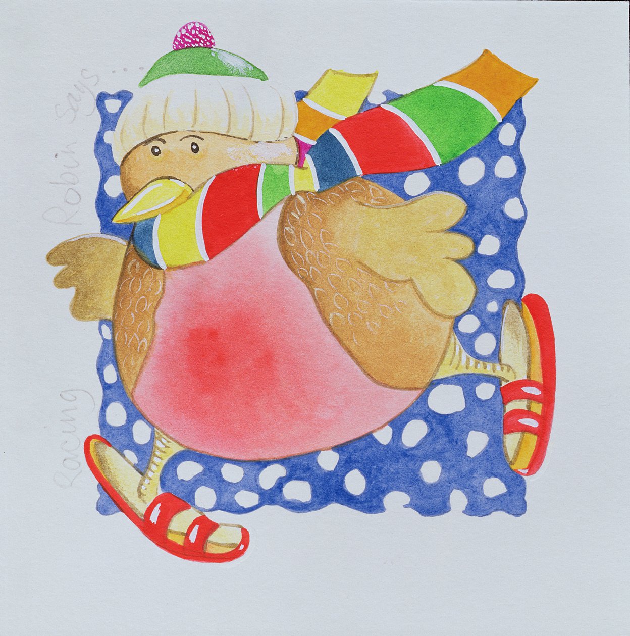 Snow Robin, 2005 (wc na papíře) od Tony Todd