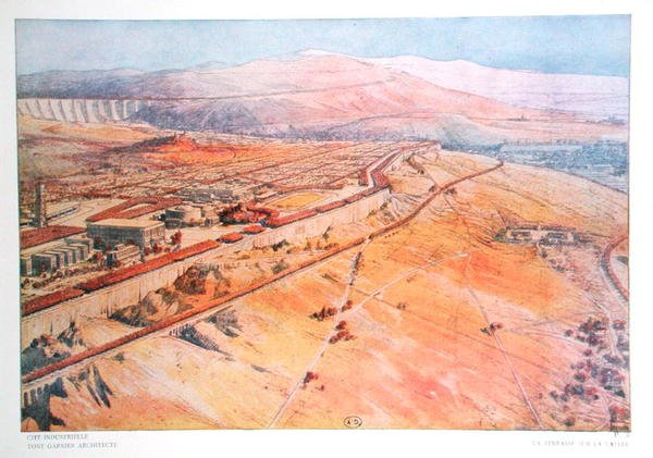 A terrace overlooking a valley, designed by Tony Garnier (1869-1948) from 