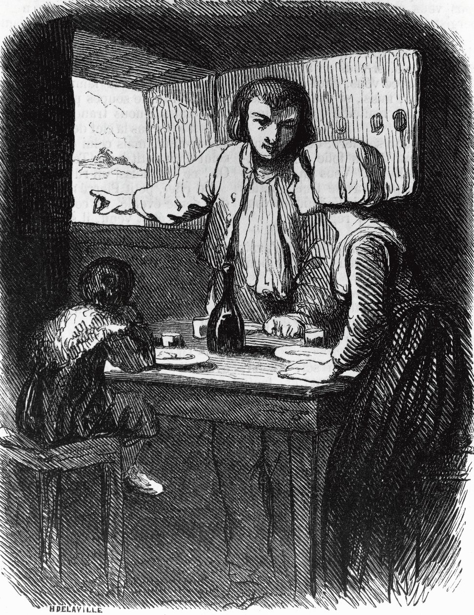Ilustrace pro La Mare au Diable, román George Sanda (1804-1876), rytina Henri Delaville (aktivní polovina 19. století) podle kresby Tonyho Johannota (1803-1852) od Tony Johannot