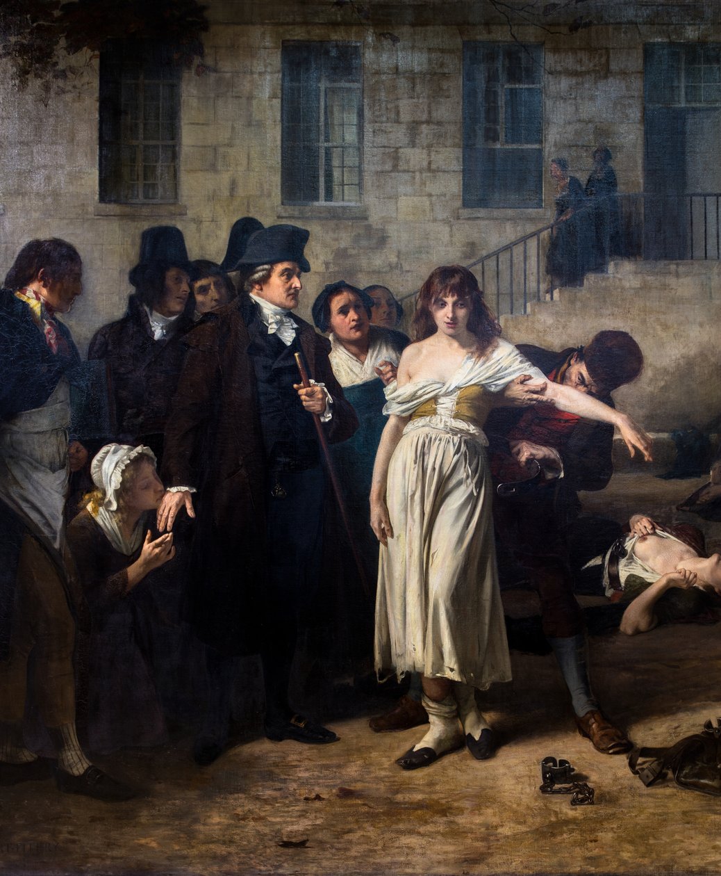 Doktor Pinel při osvobozování duševně chorých v Salpêtrière v roce 1795 od Tony Robert Fleury