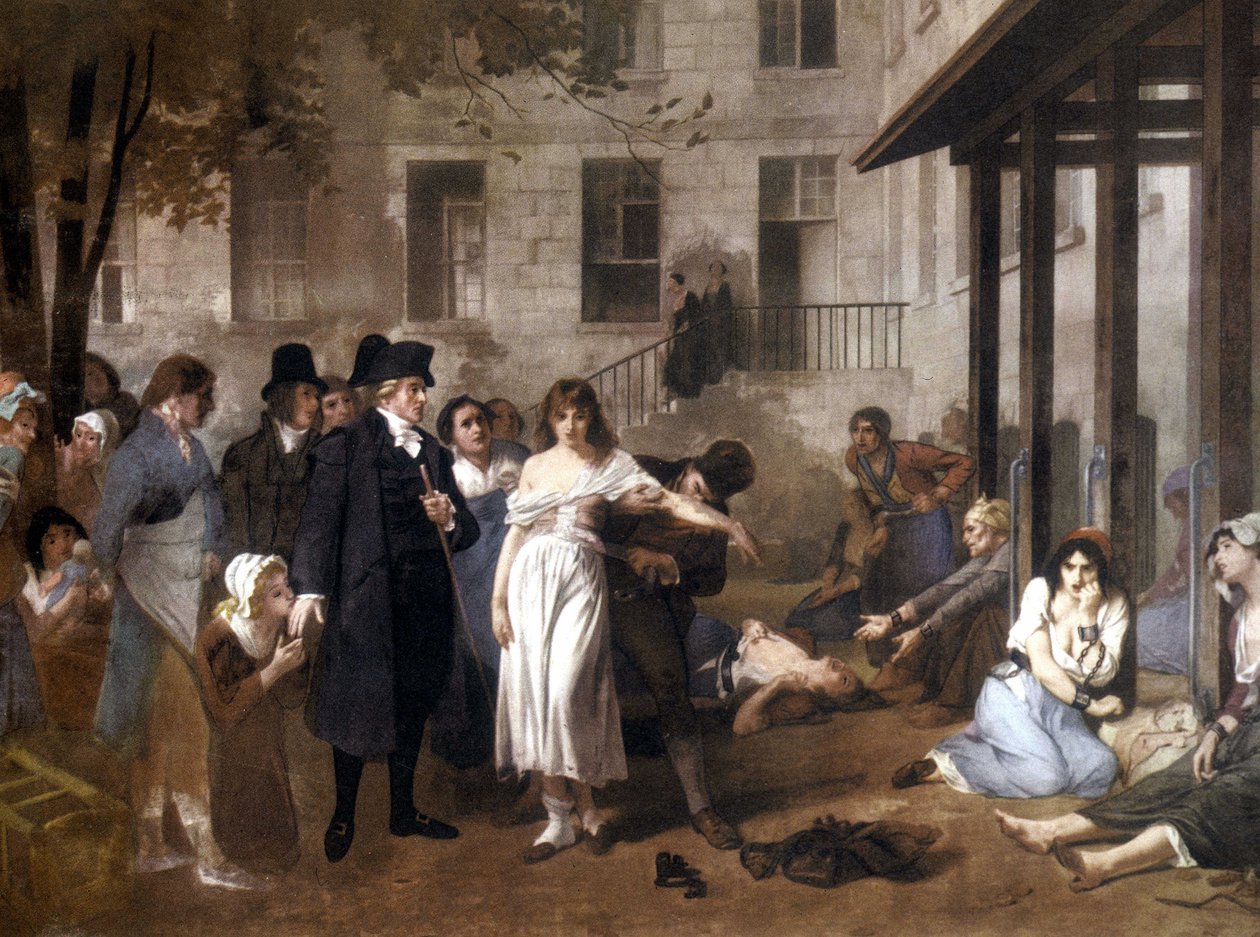 Doktor Philippe PINEL (1745 - 1826) osvobozující duševně nemocné z jejich pout Tony Norbert Fleury od Tony Robert Fleury