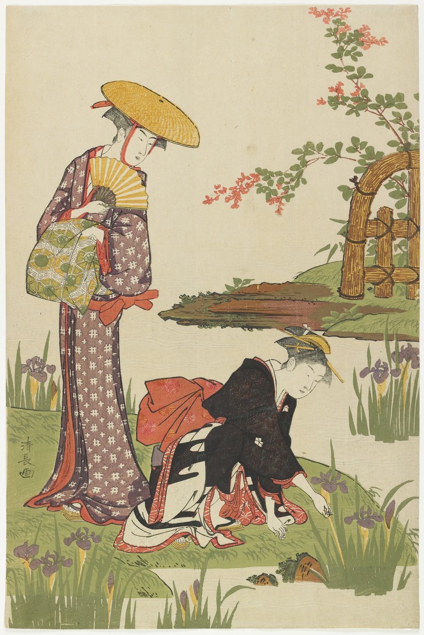 Ženy u rybníka Iris, 1785 od Torii Kiyonaga